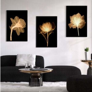 67 Kit com 3 Quadros em Lona Arte Floral