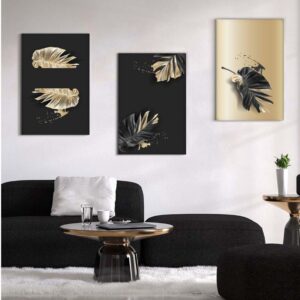 69 Kit com 3 Quadros em Lona Arte Floral