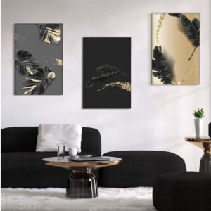 70 Kit com 3 Quadros em Lona Arte Floral