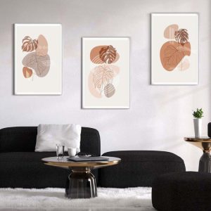 Kit com 3 Quadros Arte Abstrata em Lona