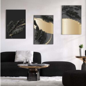 71 Kit com 3 Quadros em Lona Arte Floral