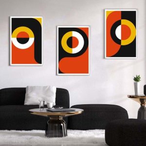 Kit com 3 Quadros Arte Abstrata em Lona