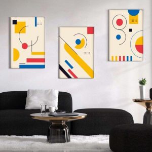 Kit com 3 Quadros Arte Abstrata em Lona