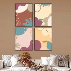 Kit com 4 Quadros Arte Abstrata em Lona