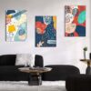 78 Kit com 3 Quadros Arte Abstrata em Lona