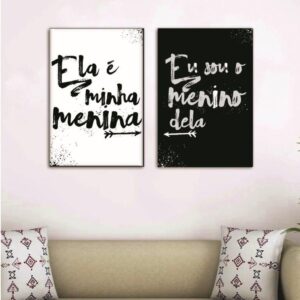 8 Kit com 2 Quadros em Lona Dele & Dela