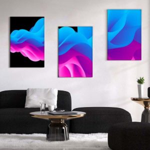 Kit com 3 Quadros Arte Abstrata em Lona