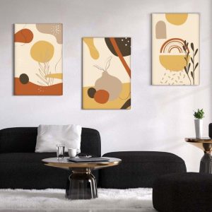 Kit com 3 Quadros Arte Abstrata em Lona