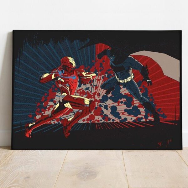 Quadro em Lona Homem de Ferro Vs Batman