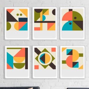 Kit com 6 Quadros Arte Abstrata em Lona