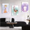 9 Kit com 3 Quadros em Lona Infantil Fofinhos