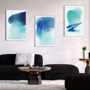 Kit com 3 Quadros Arte Abstrata em Lona