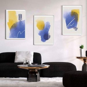 Kit com 3 Quadros Arte Abstrata em Lona