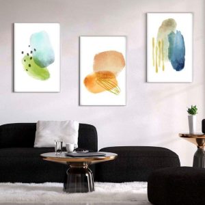 Kit com 3 Quadros Arte Abstrata em Lona