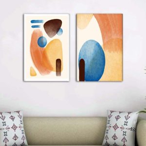 Kit com 2 Quadros Arte Abstrata em Lona