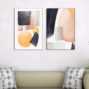 Kit com 2 Quadros Arte Abstrata em Lona