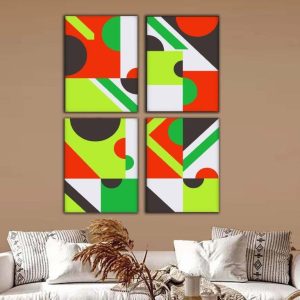 Kit com 4 Quadros Arte Abstrata em Lona
