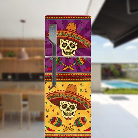 Adesivo de Geladeira Caveiras Mexicanas