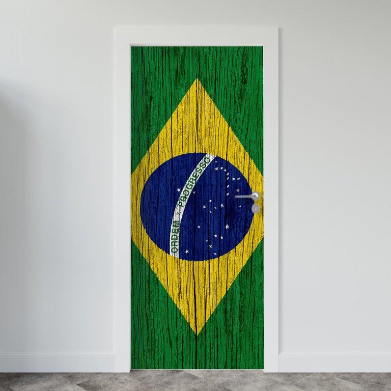 Adesivo de Porta Brasil Madeira