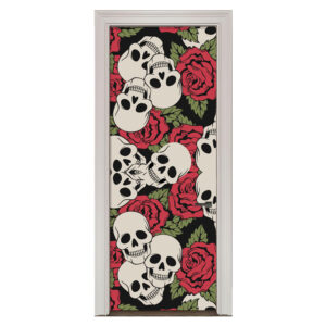 10-7.jpg Adesivo de Porta Caveiras com Rosas