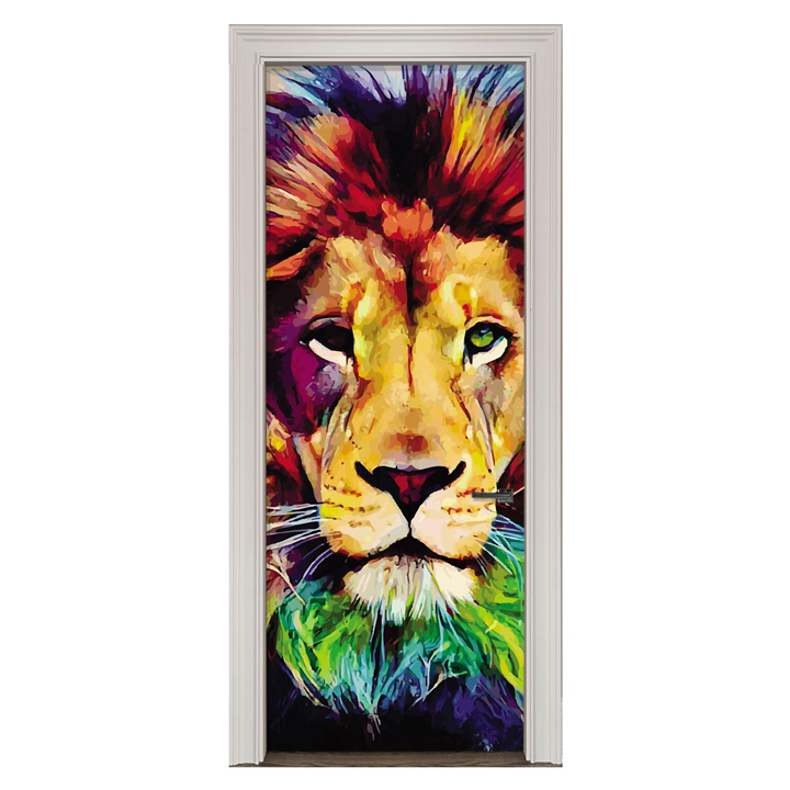 Adesivo de Porta Leão Cores
