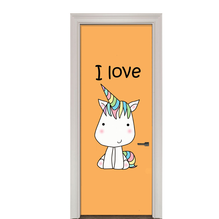 Adesivo de Porta Infantil Unicórnios