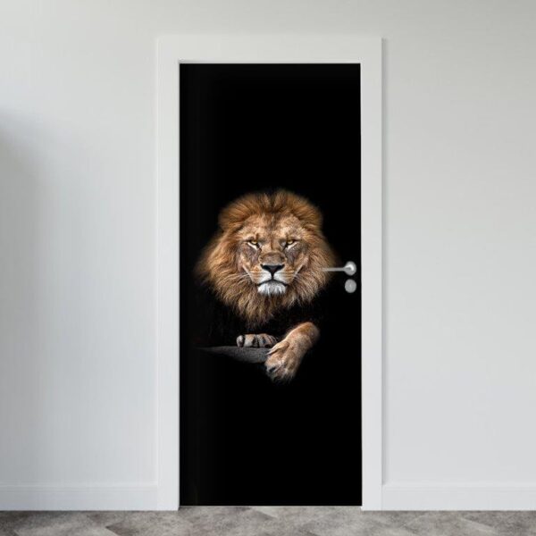 175.jpg Adesivo de Porta Leão