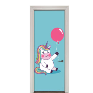 18-10.jpg Adesivo de Porta Infantil Unicórnios