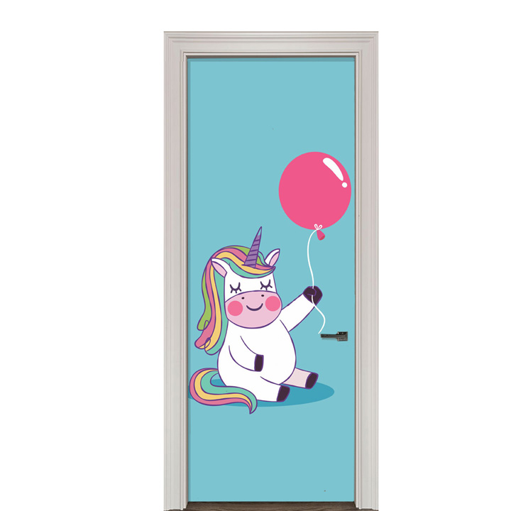 Adesivo de Porta Infantil Unicórnios