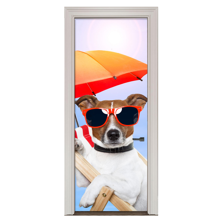 Adesivo de Porta Cachorro Praia