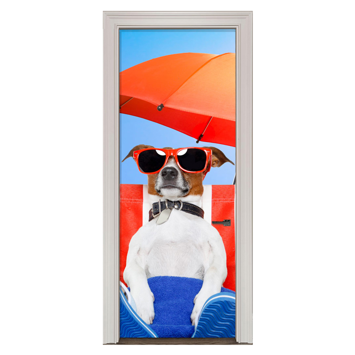 Adesivo de Porta Cachorro Praia