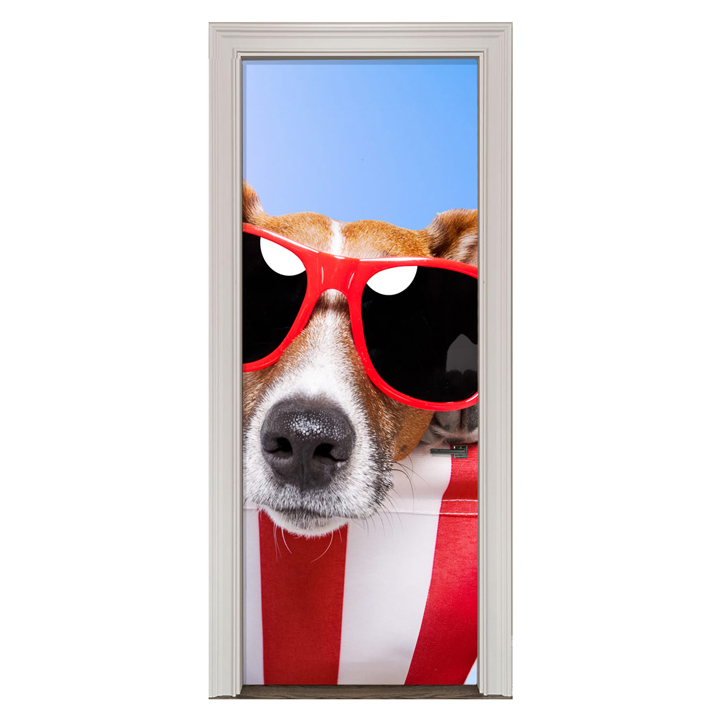 Adesivo de Porta Cachorro Praia