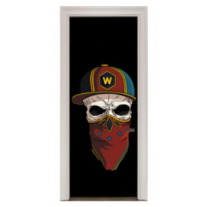 Adesivo de Porta Caveira Bandana