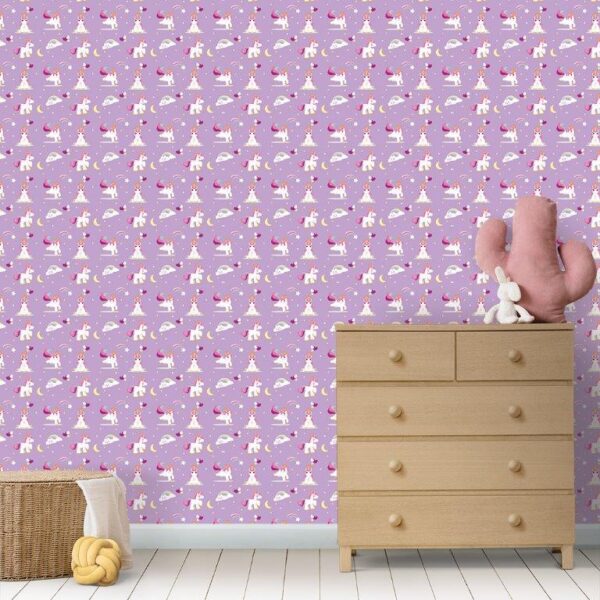 Papel de Parede Baby Passeio com Unicórnios