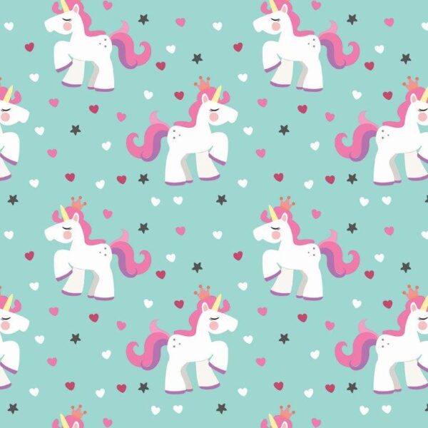 Papel de Parede Baby Unicórnios Verde