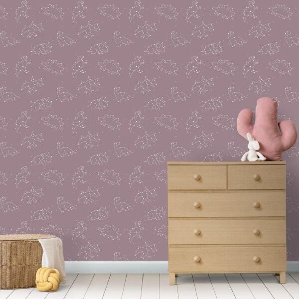 Papel de Parede Baby Constelação Animal Roxo