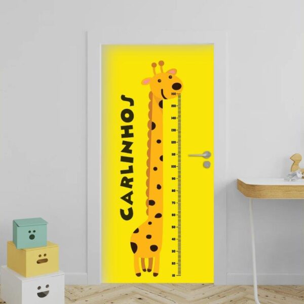 11-2.jpg Adesivo de Porta Régua de Crescimento Girafa Personalizável