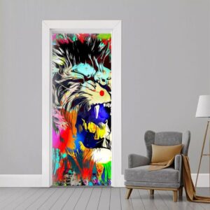 136.jpg Adesivo de Porta Rugido de Leão Colors