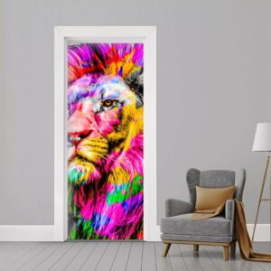 137.jpg Adesivo de Porta Leão Grafite