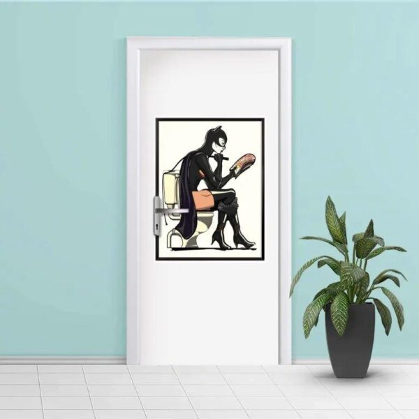 Adesivo para Porta de Banheiro Mulher Gato
